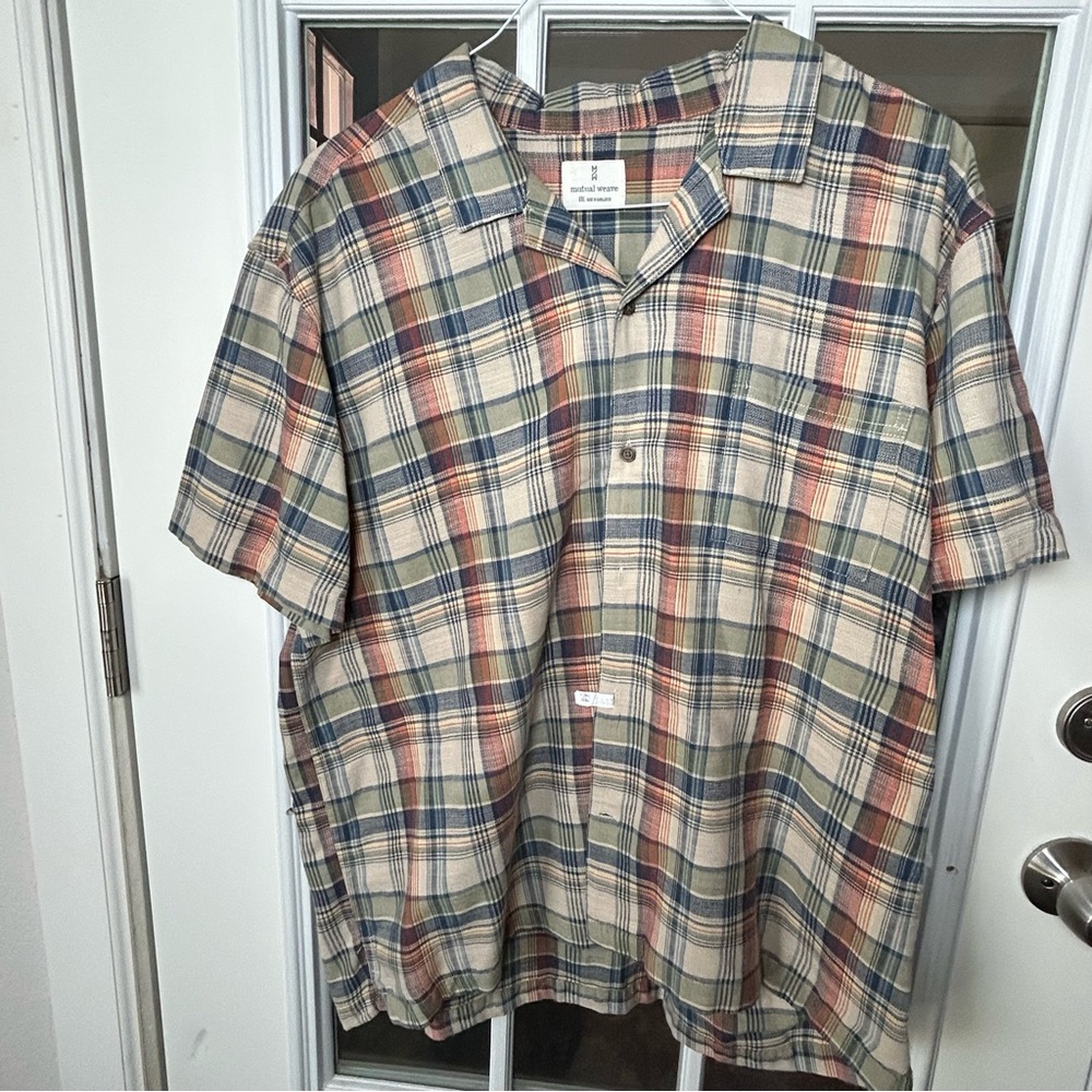 Men's‎ Mutual Weave Plaid Short Sleeve Shirt, XXL